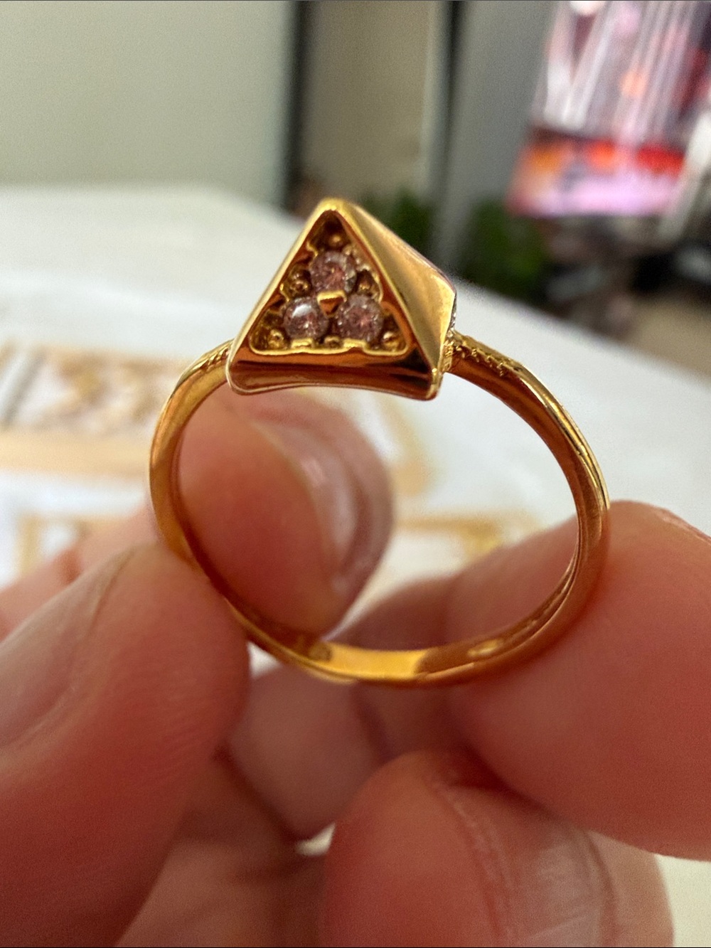 Gold Filled Triangle Cluster Ring - Women Jewelry